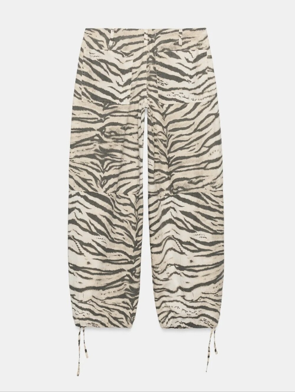 ZARA ANIMAL PRINT WIDE LEG DRAWSTRING PANTS - Picture 8 of 9